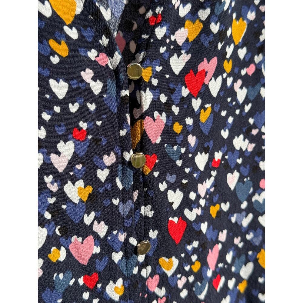 Loft Tiered Button Midi Heart Pattern Valentines … - image 3